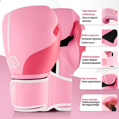 Gants de boxe Super FIVING Rose | Libère ta rage !